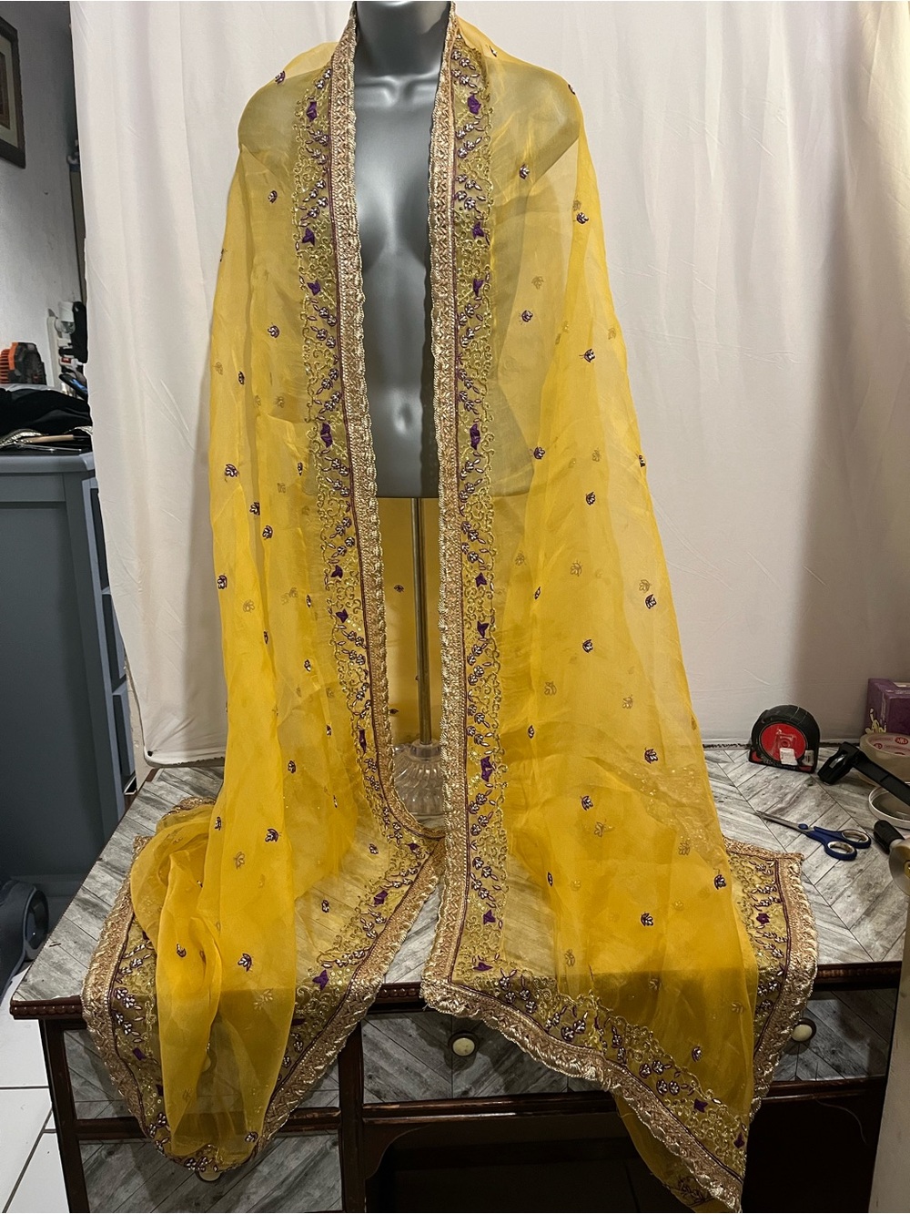 Elegant Yellow Embroidered Women's Dupatta - Designer Style